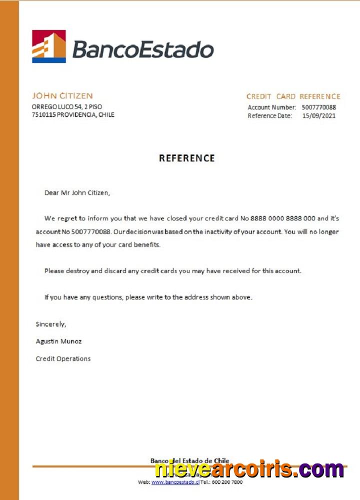 Chile Banco del Estado closure reference